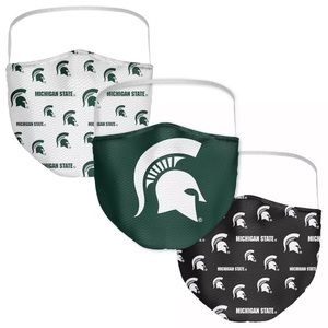 New Michigan State Spartans Fanatics Adult All Over Logo Face Covering 3-Pack